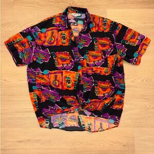 Ioio design vintage button up short sleeve size large